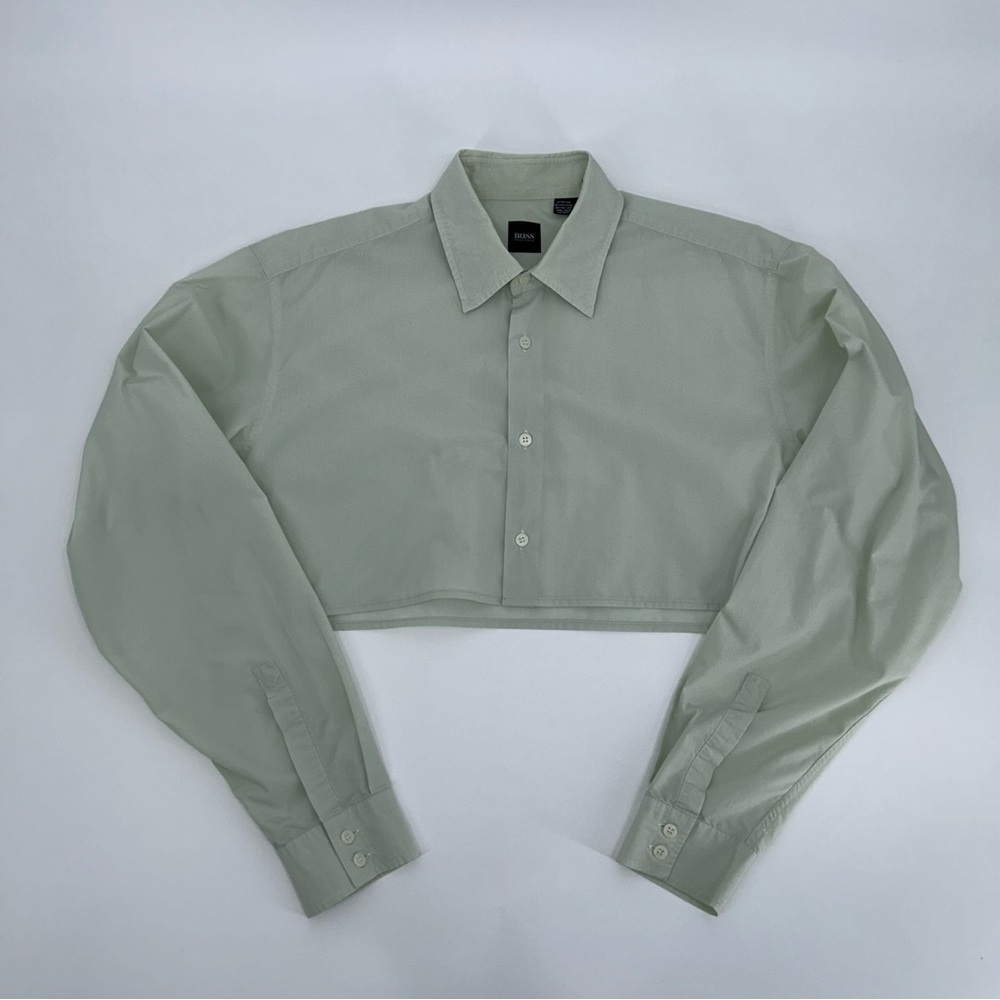 BOSS Hugo Boss Green Cropped Oversized Shirt One Size